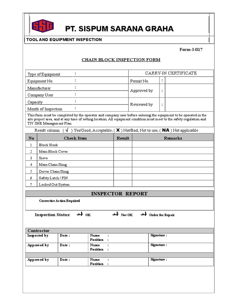 Chain Block Inspection PDF