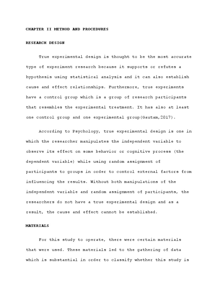 Chapter II Method and Procedures | PDF | Design Of Experiments | Experiment