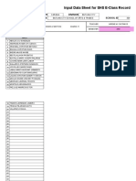 Learners' Names: Input Data Sheet For SHS E-Class Record