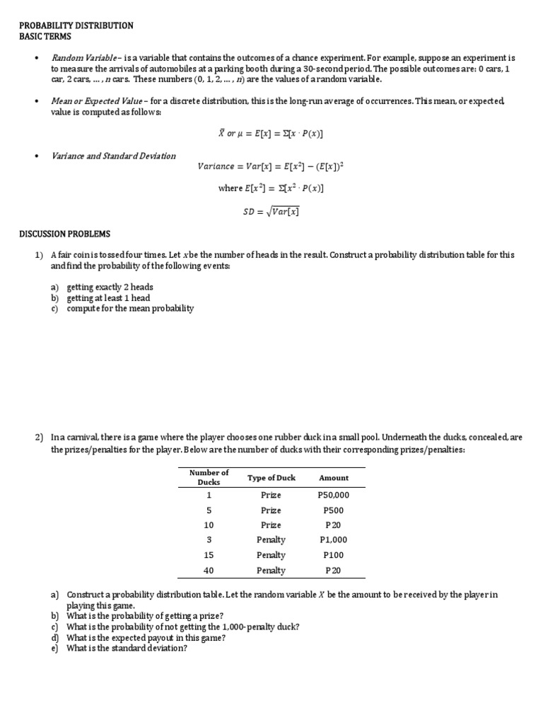 Probability Distribution Basics | PDF | Expected Value | Standard Deviation