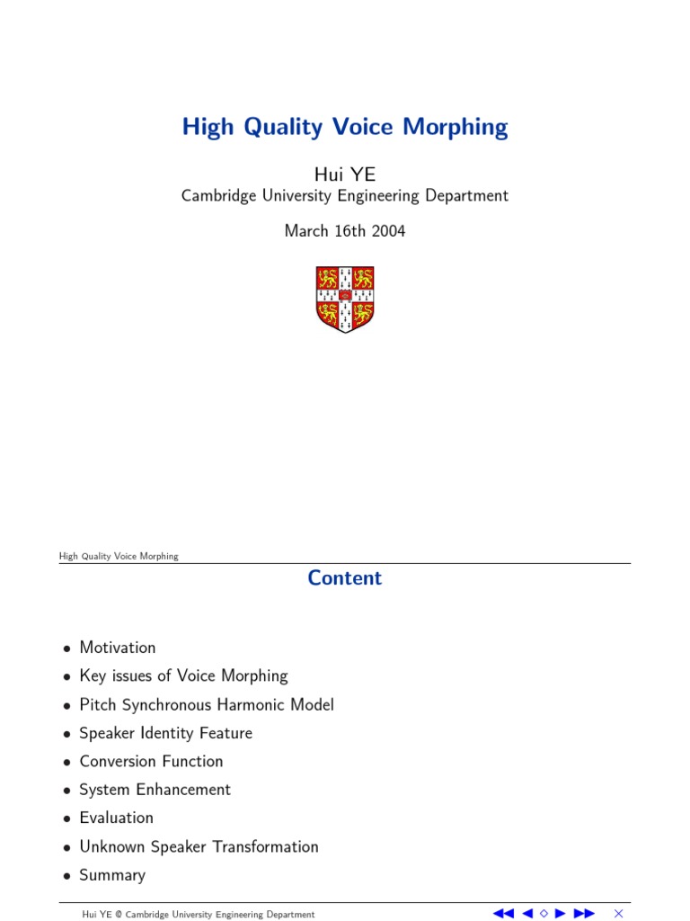 Voice Morphing Seminar Overview | PDF | Amplitude | Euclidean Vector