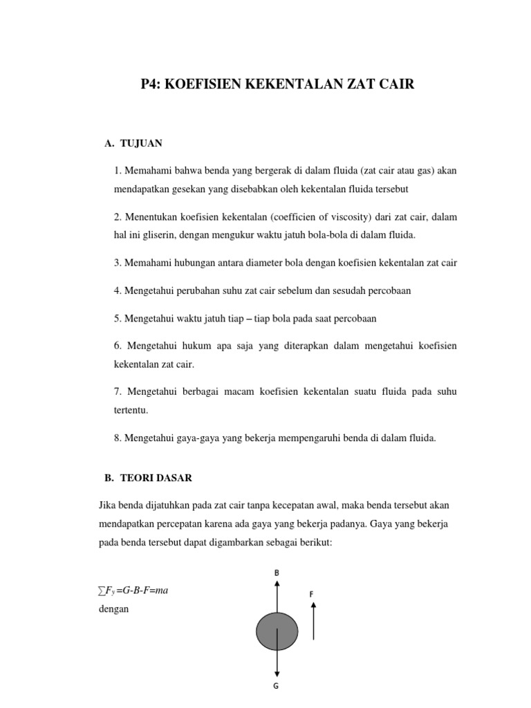 Koefisien Kekentalan Zat Cair: Studi Eksperimen Gliserin | PDF