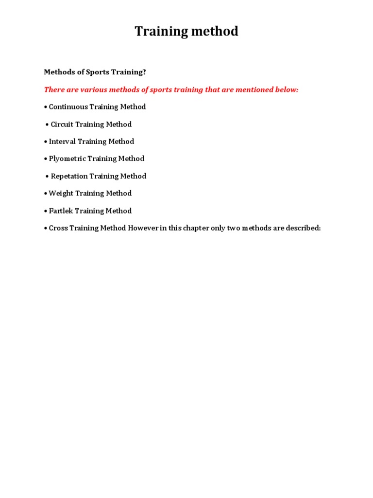 Sports Training Methods Overview | PDF