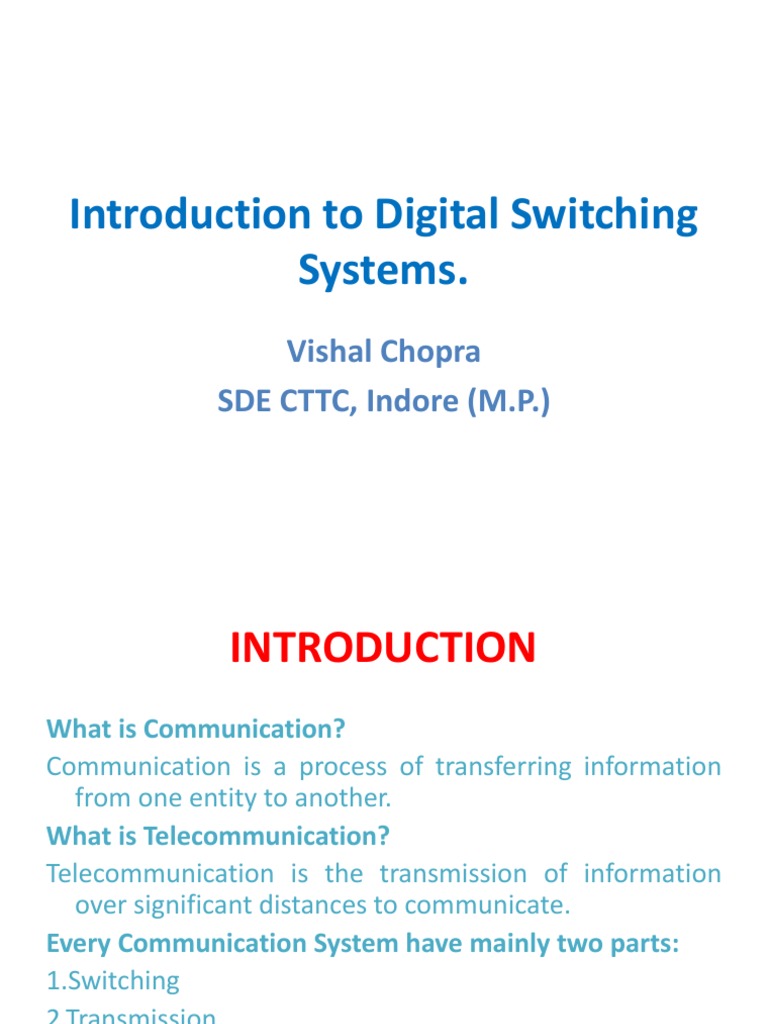 Introduction to Digital Switching | PDF | Telephone Exchange | Data ...