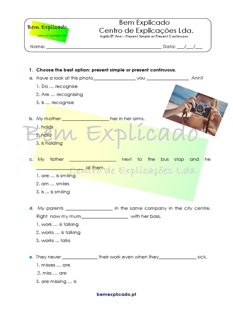 Present Simple vs Continuous Exercises | PDF