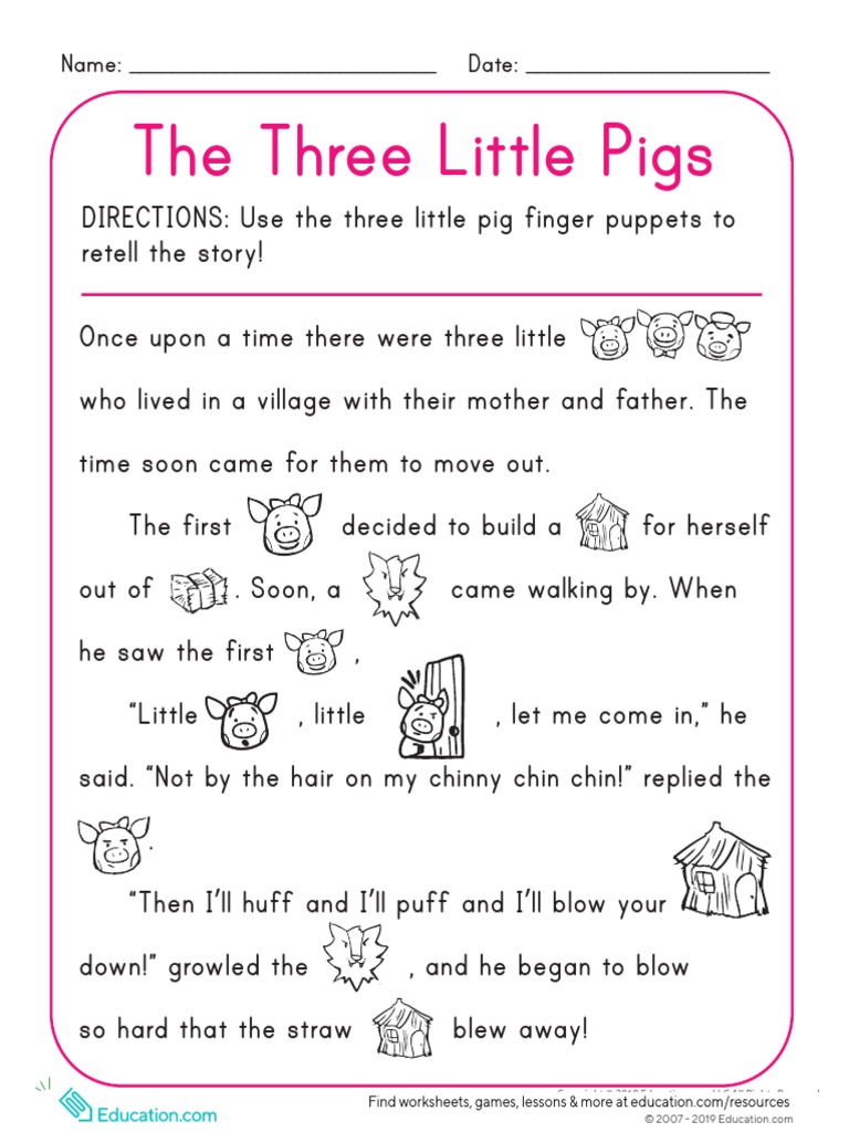 The Three Little Pigs 1 Pdf Fictional Pigs Domestic Pig