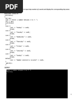 Program - 1: Write A Program To Input Day Number of A Week and Display The Corresponding Day Name