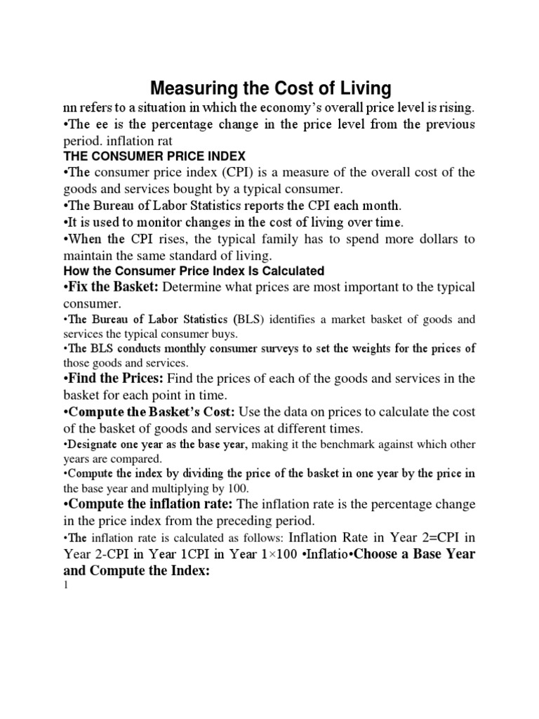 Measuring The Cost Of Living Download Free Pdf Consumer Price Index