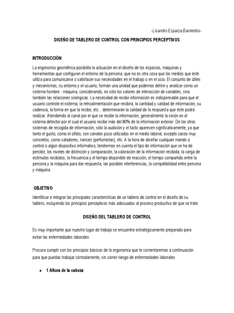 Diseño Ergonómico de Tableros de Control | PDF | Factores humanos y ...