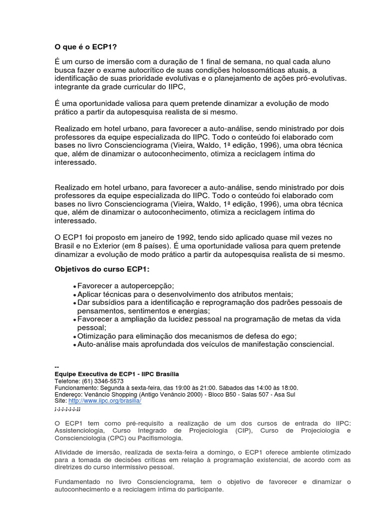 O Que É o ECP1?: - Equipe Executiva de ECP1 - IIPC Brasília | PDF ...