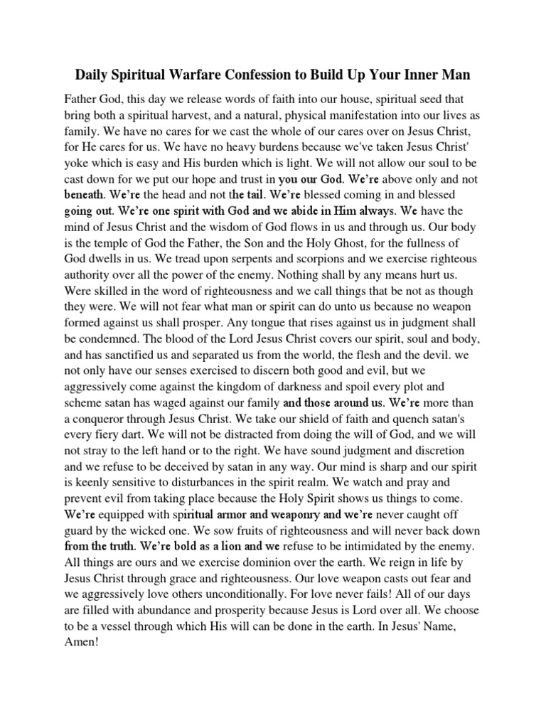 Daily Spiritual Warfare Confession | PDF | Last Judgment | Religious ...