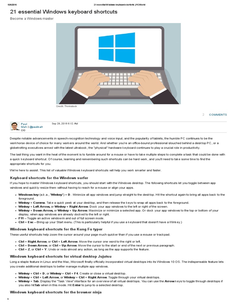 21 Essential Windows Keyboard Shortcuts | PDF | Computer Keyboard ...
