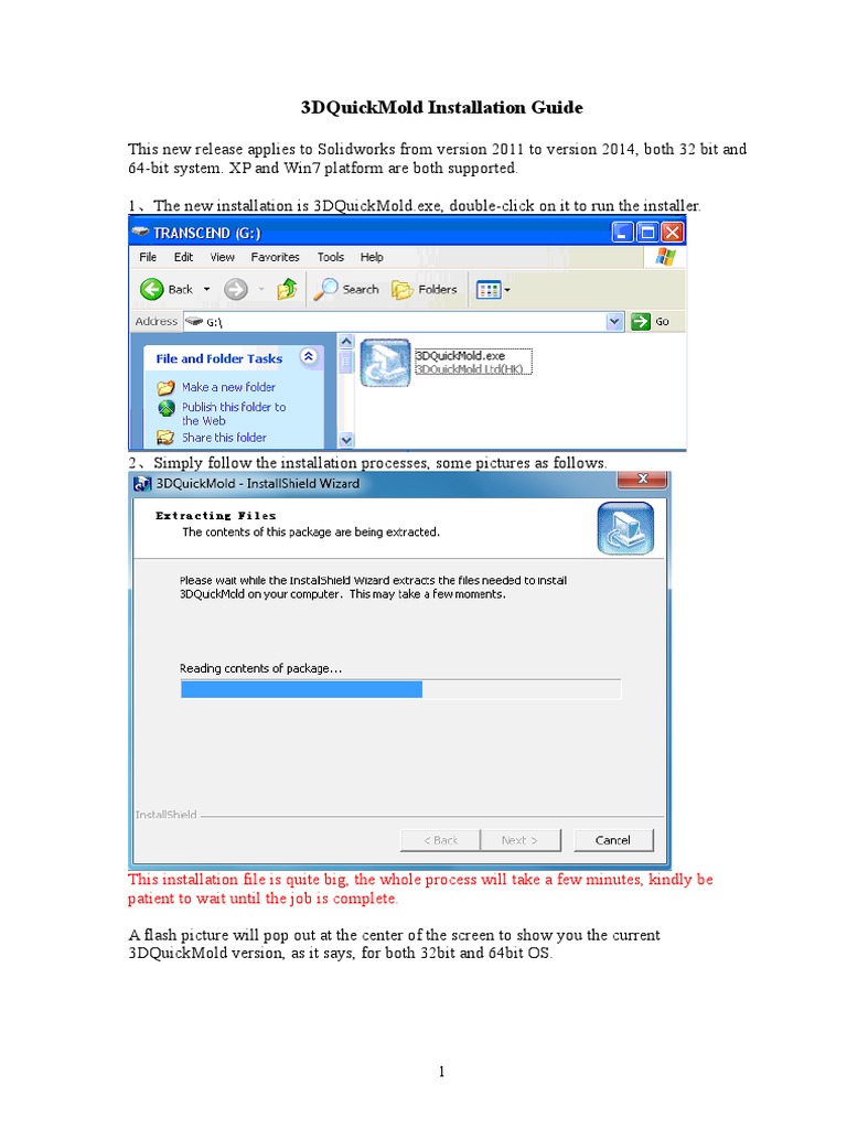 3DQuickMold Installation Guide for SolidWorks | PDF | Ibm Pc ...