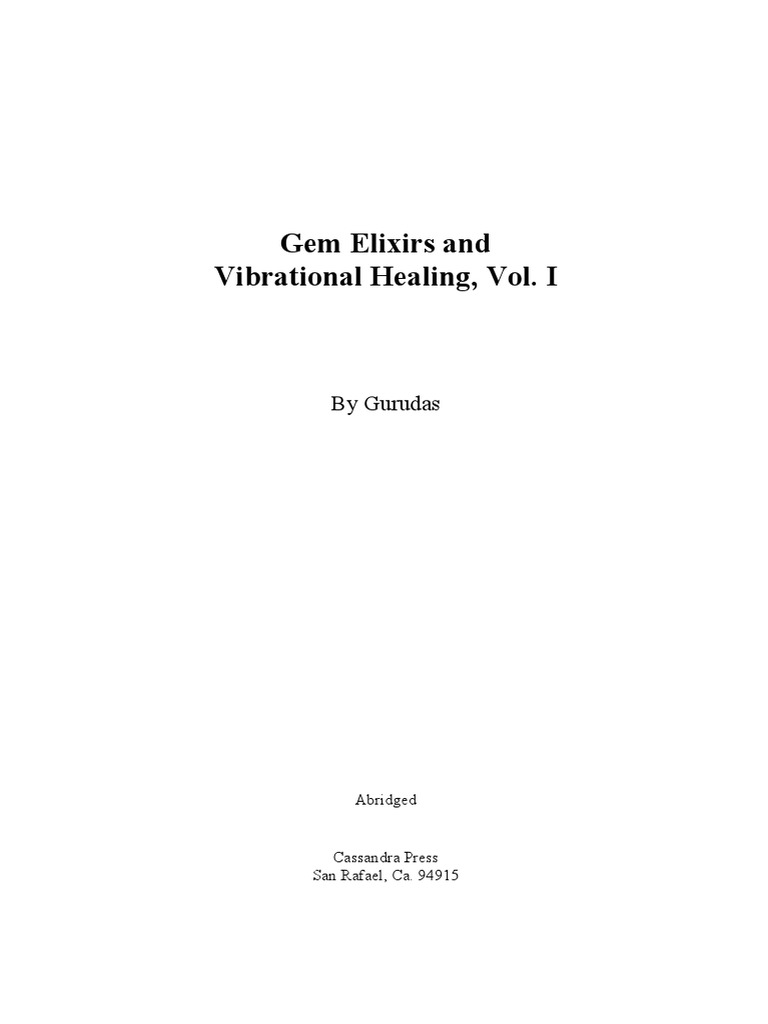 Gem Elixirs and Vibrational Healing Volume I PDF Resonance Acupressure
