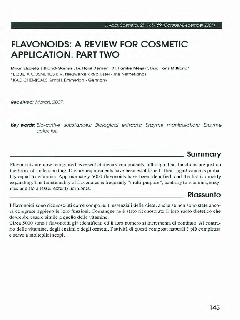 Flavonoids A Review For Cosmetic Application Part Two | PDF ...
