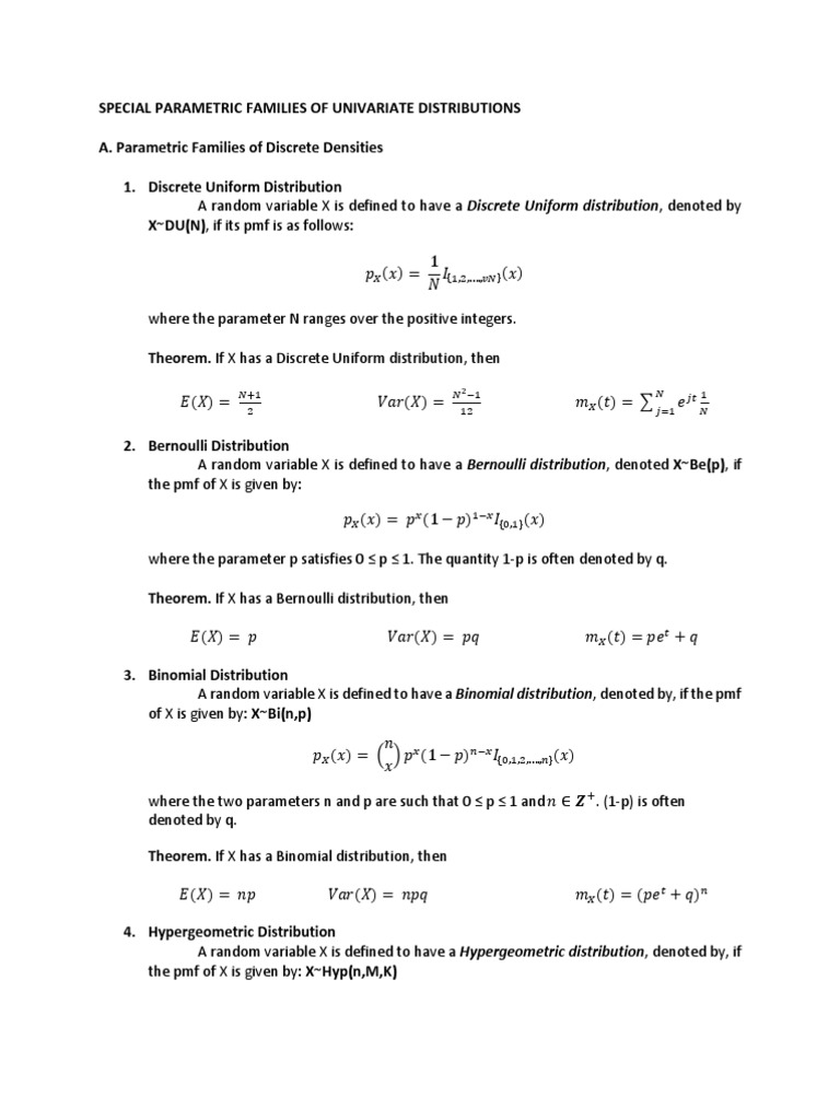 Special Univariate Distribution Families | PDF | Normal Distribution ...