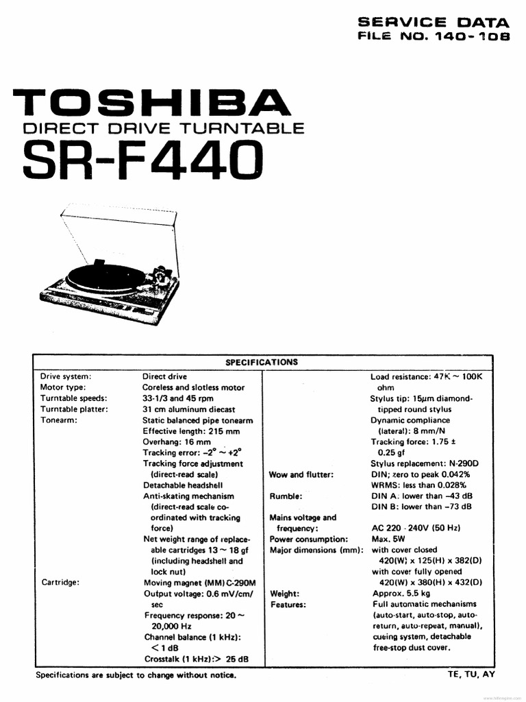 Ve Toshiba sr-f440 Service en PDF | PDF