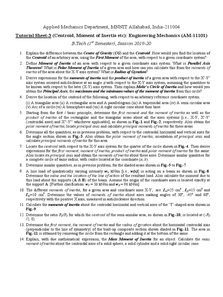 Centroid and Moment of Inertia Guide | PDF | Cartesian Coordinate ...