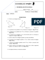 Lista de Exercícios - Teorema de Pitágoras