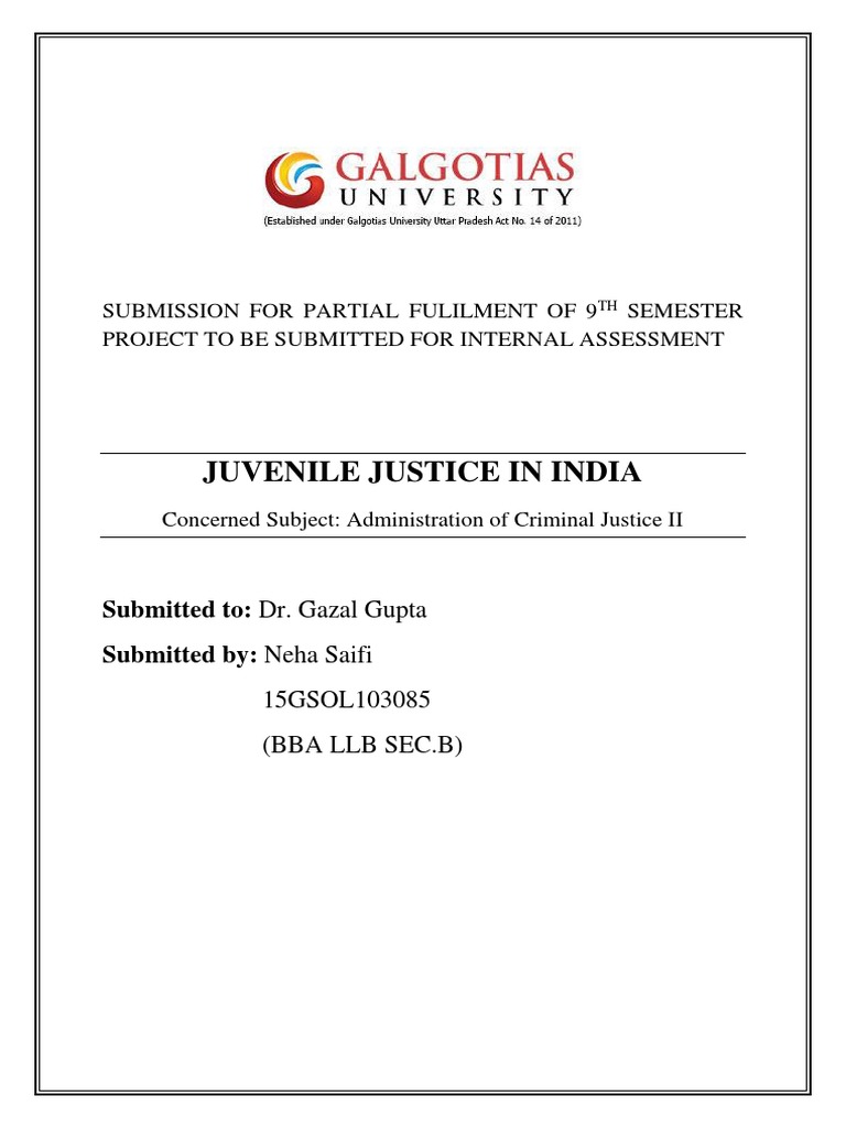 Juvenile Justice in India | PDF | Juvenile Delinquency | Juvenile Court