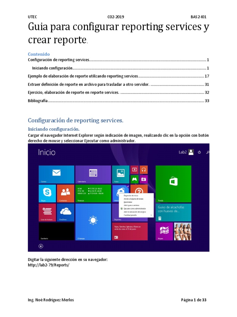 Guia para Configurar Reporting Services y Crear Un Reporte | PDF ...