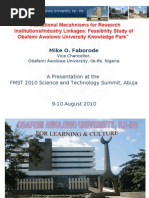 Download Institutional Mechanisms for Research InstitutionsIndustry Linkages Feasibility Study of the Obafemi Awolowo University Knowledge Park by State House Nigeria SN43588156 doc pdf