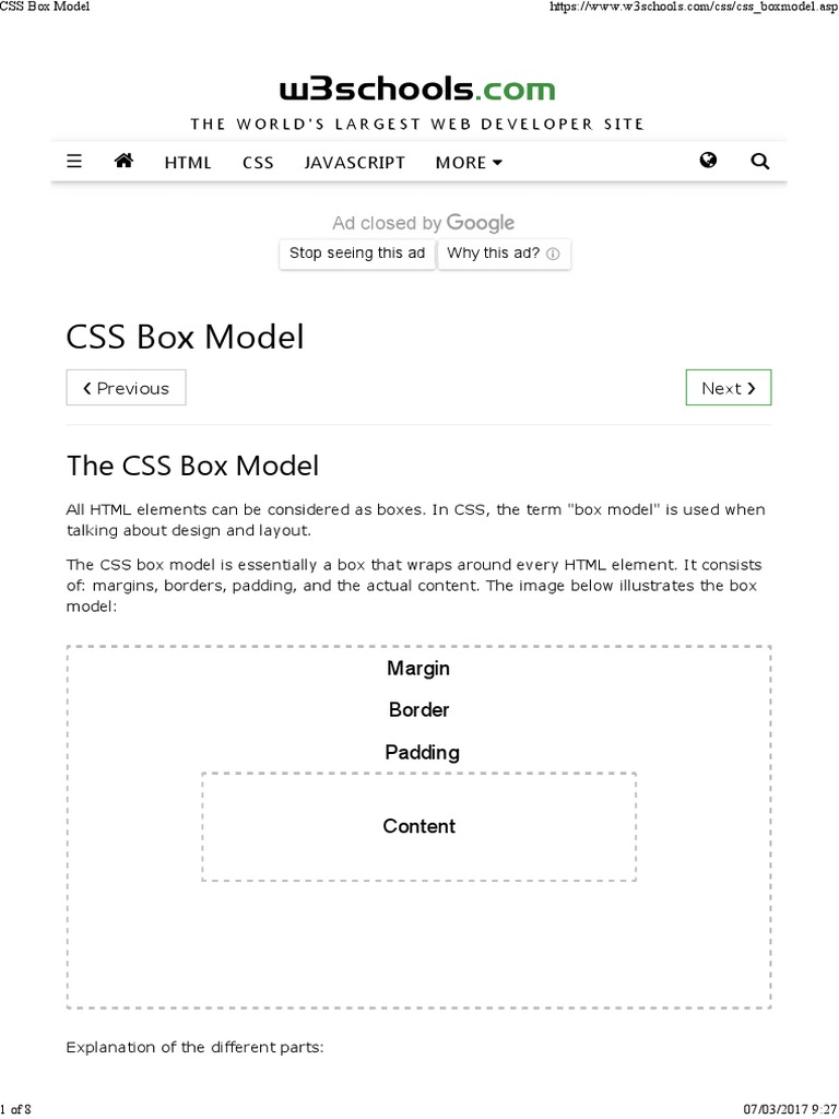 W3schools: CSS Box Model | PDF | Cascading Style Sheets | Software ...