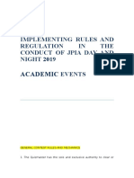 Academic: Implementing Rules and Regulation in The Conduct of Jpia Day and NIGHT 2019 Events