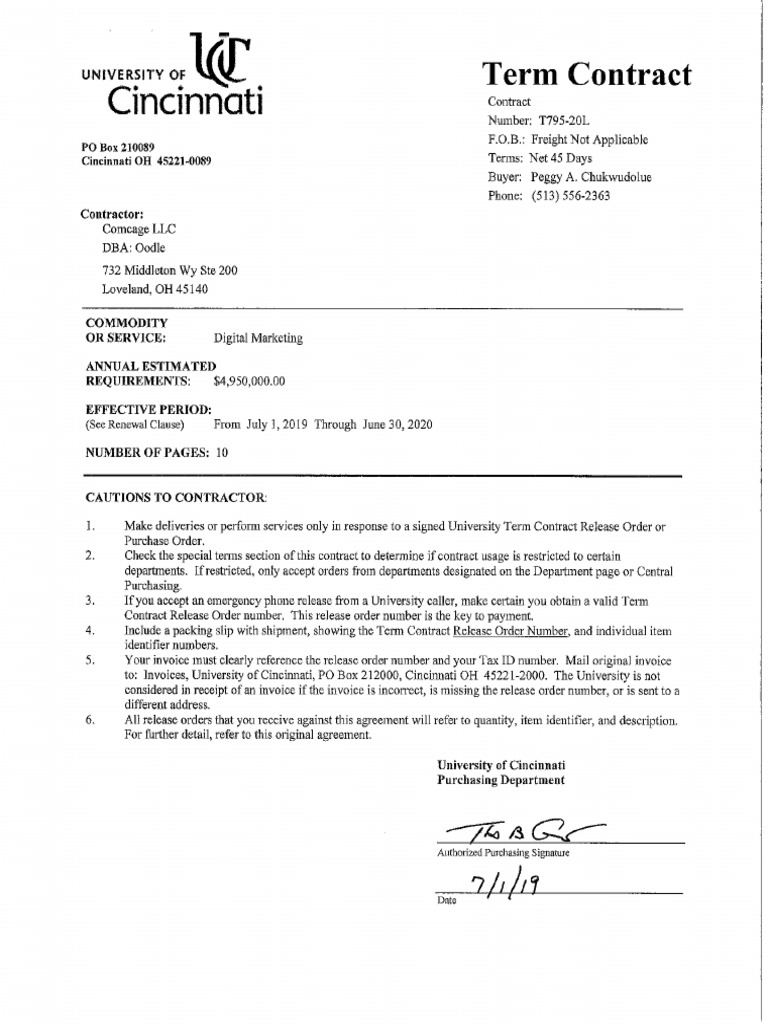 UC Online - Oodle Contract | PDF