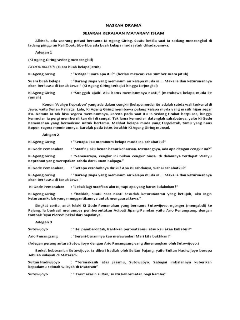 Naskah Drama Sejarah Mataram Islam