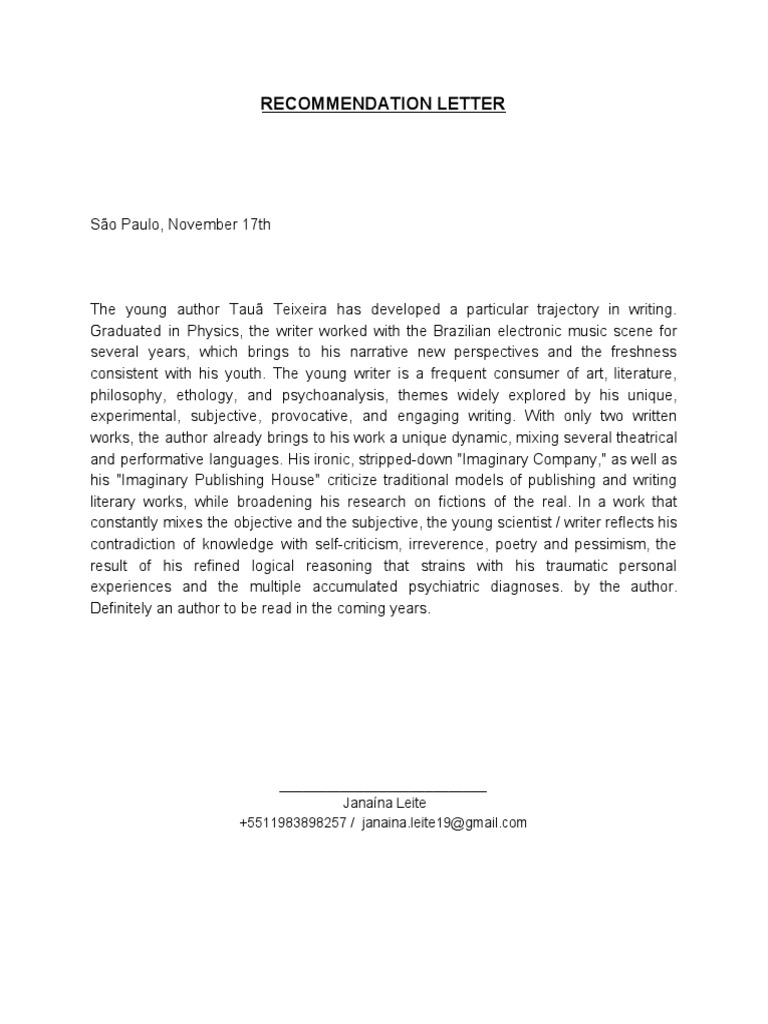 Recommendation for Author Tauã Teixeira | PDF