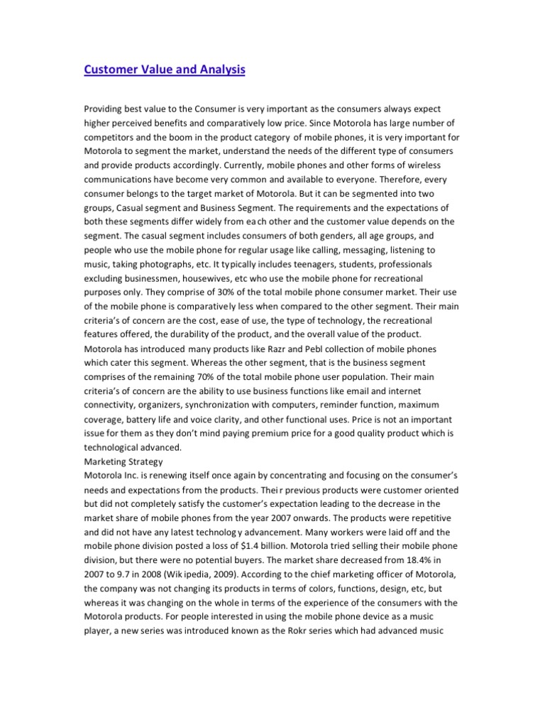 Customer Value Analysis | PDF | Motorola | Mobile Phones