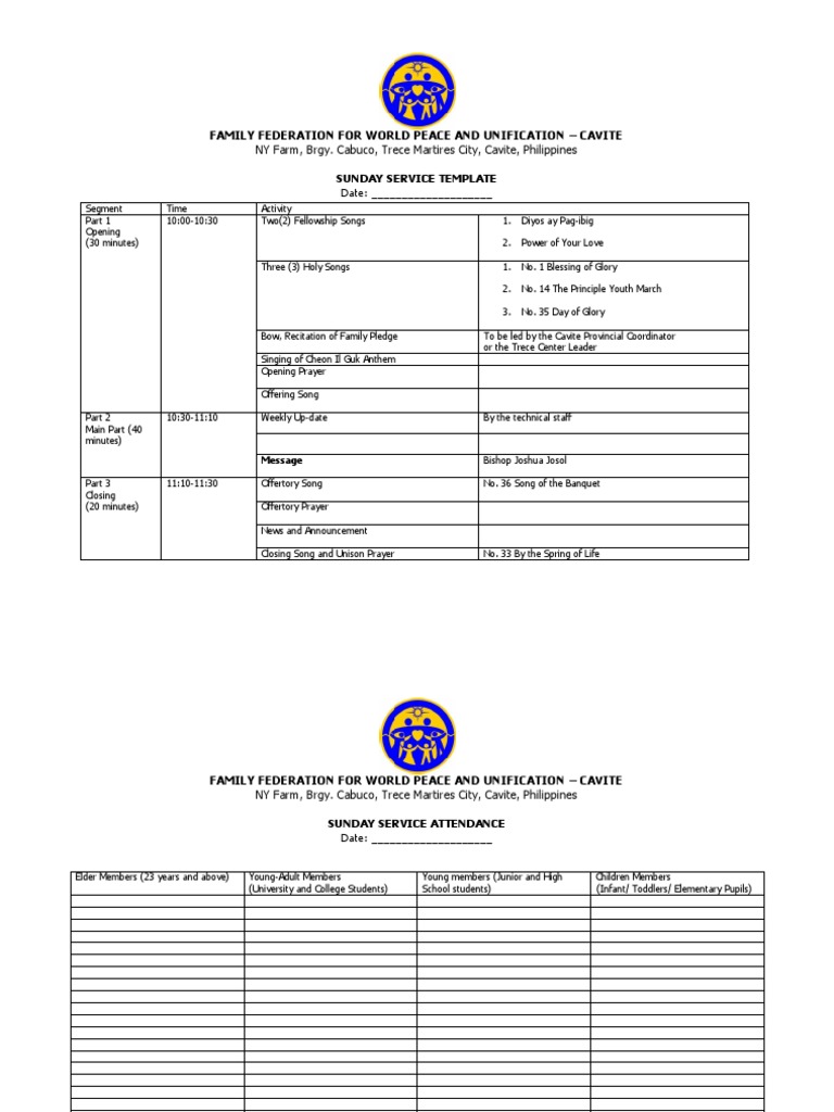 Sunday Service Program Template | PDF