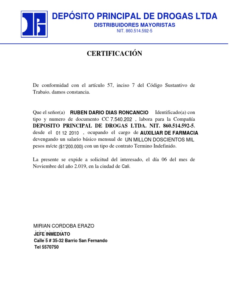 Carta Laboral Dario 06112019 Pdfescape Presente
