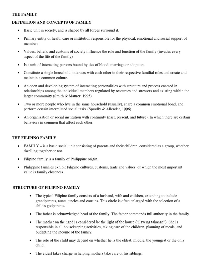 The Family Definition and Concepts of Family PDF Family Kinship