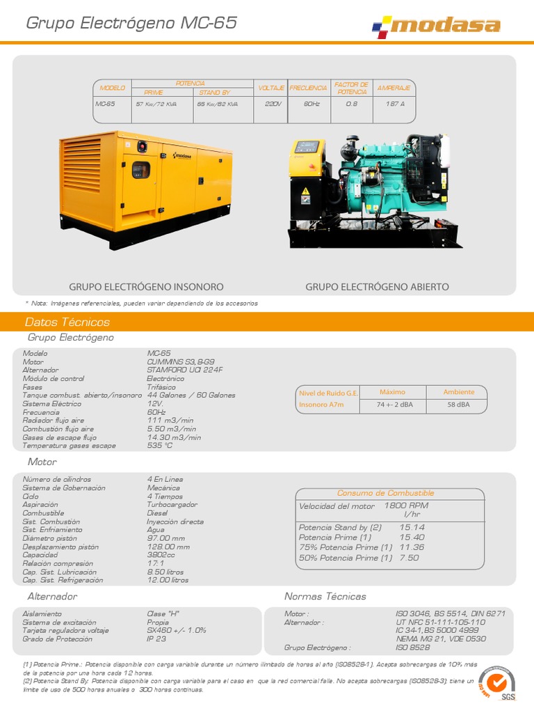Generador Eléctrico Modasa MC-65 | PDF | Pistón | Generador eléctrico