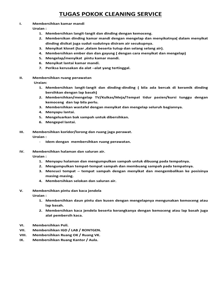 Tugas Pokok Cleaning Service PDF