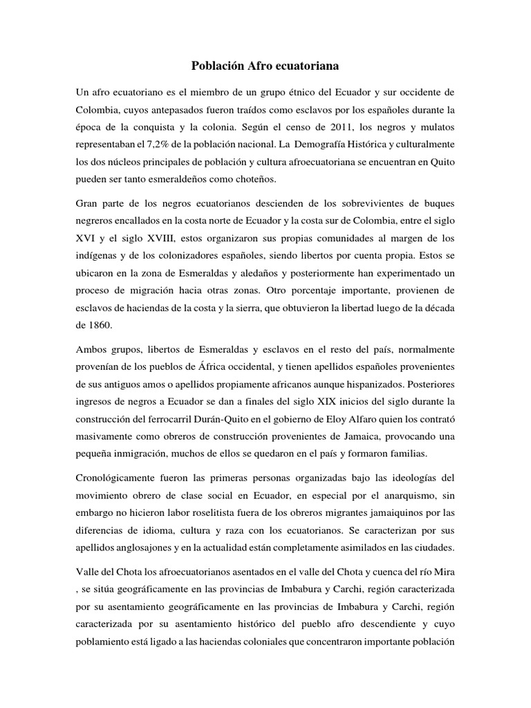Afroecuatorianos: Historia y Cultura | PDF | Ecuador