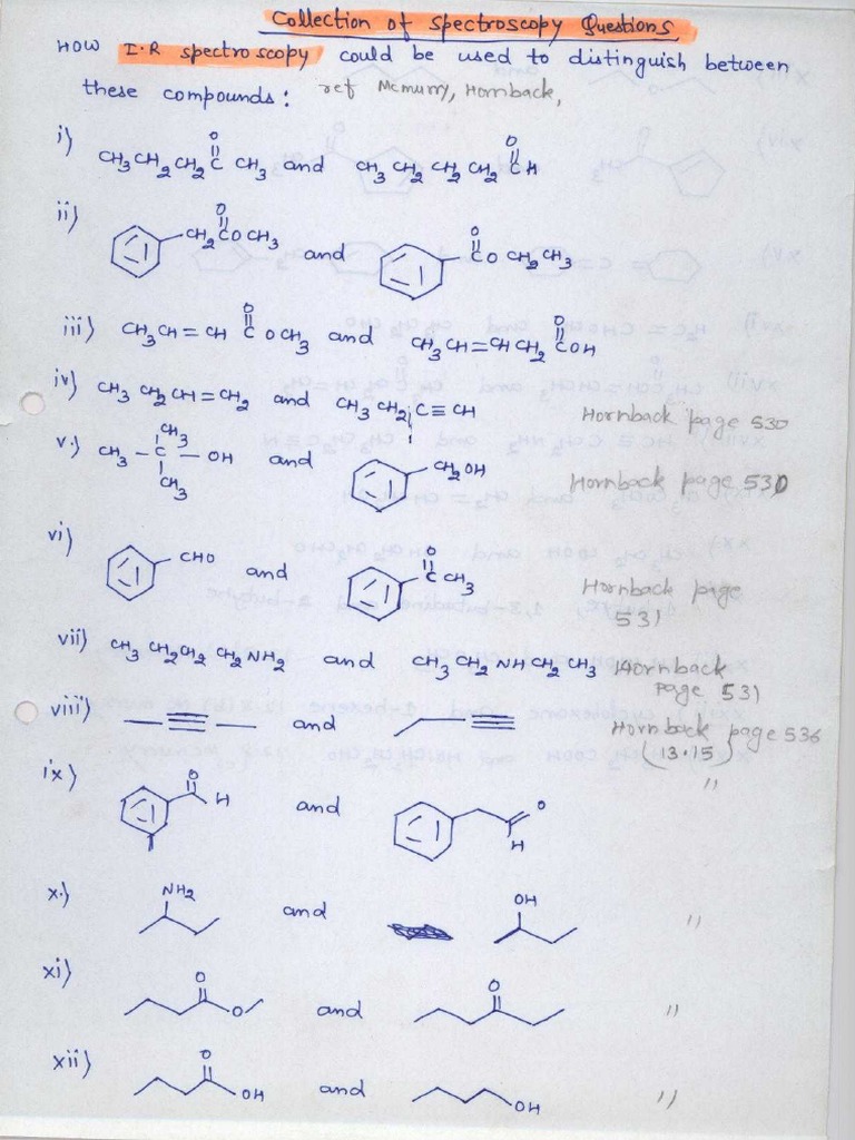 Spectroscopy Questions Misc PDF PDF