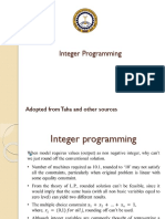Integer Programming: Adopted From Taha and Other Sources