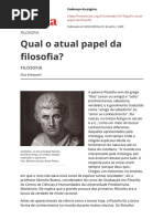Qual o atual papel da filosofia 