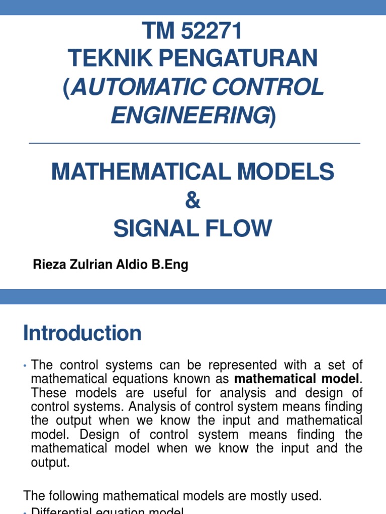 Lecture 4 - Mathematical Models | PDF | Torque | Mathematical Model