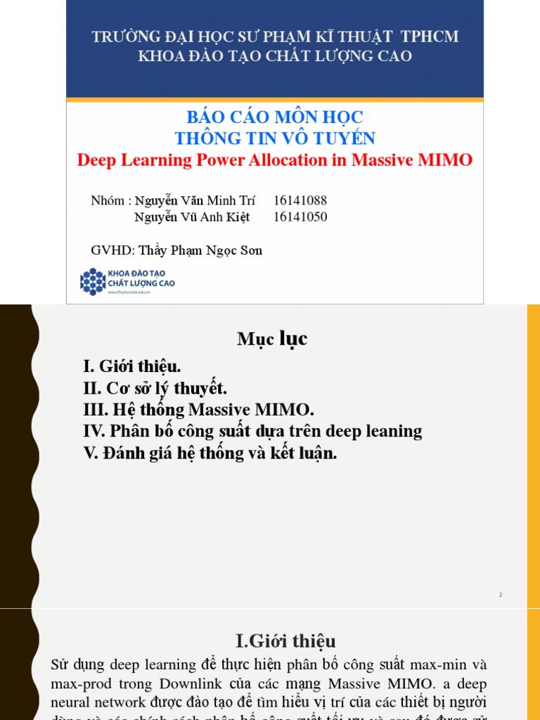Báo Cáo Môn HọC Thông Tin Vô Tuyến: Deep Learning Power Allocation in ...