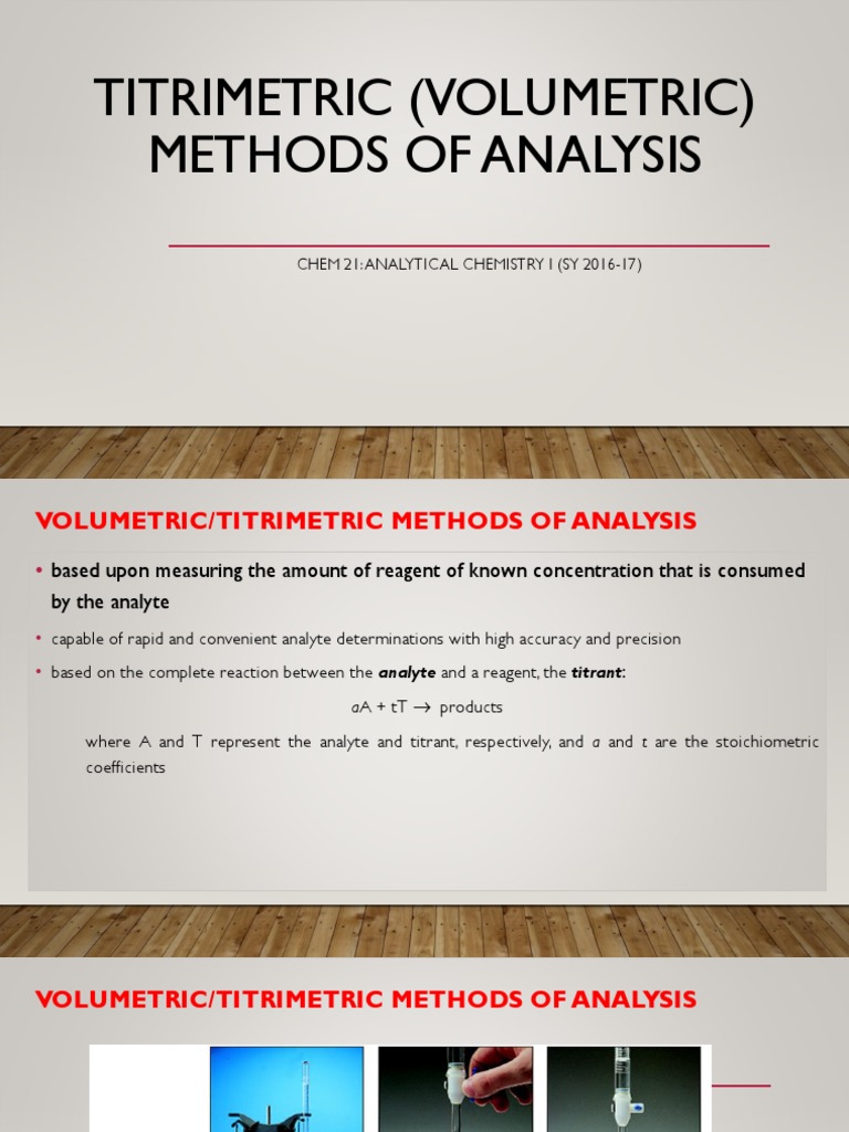 Titrimetric Methods in Analytical Chemistry | PDF | Titration | Chemistry