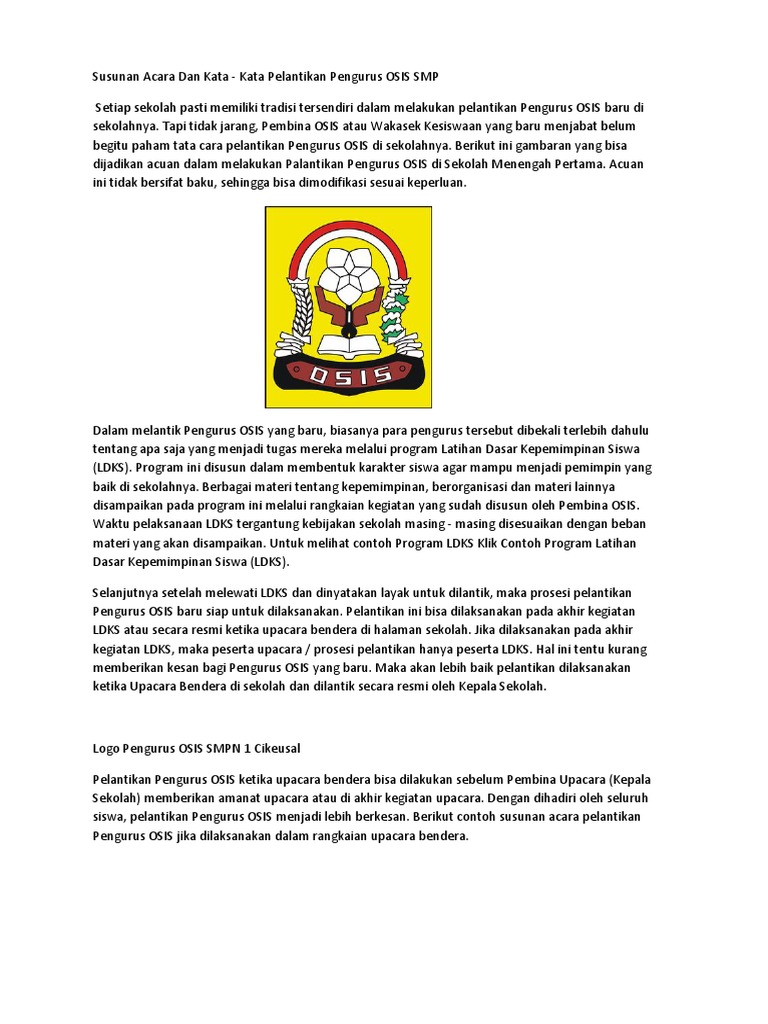 Susunan Acara Pelantikan Osis