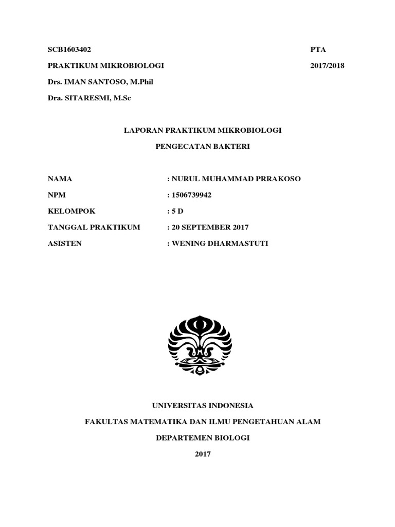 Laporan Praktikum Mikrobiologi Pengecatan Bakteri | PDF
