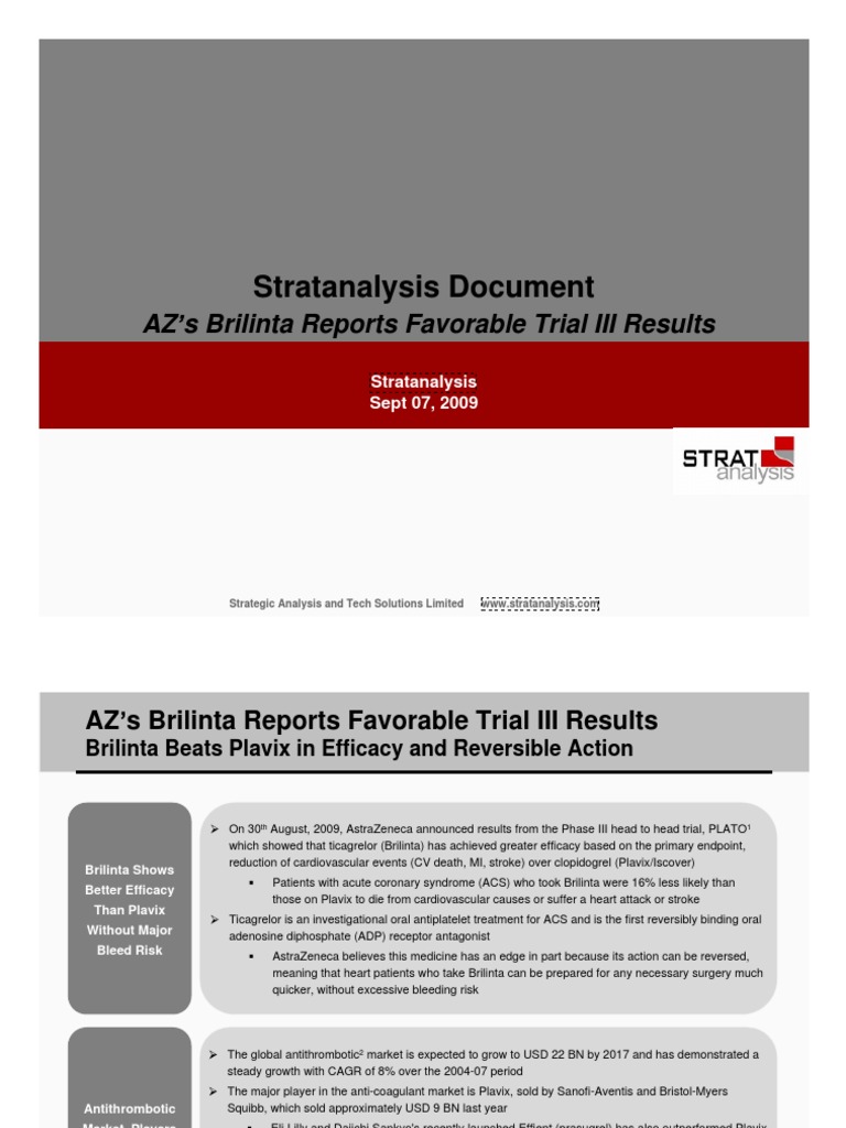 Stratanalysis Document: AZ S Brilinta Reports Favorable Trial III