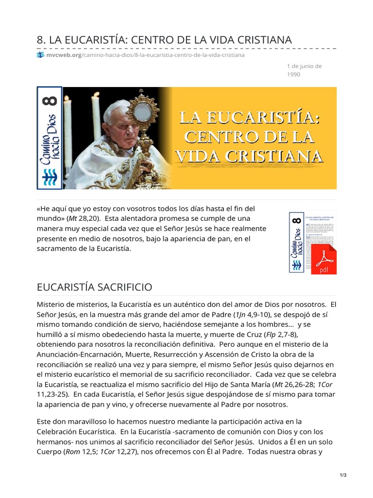 La Eucaristía: Centro de la Vida Cristiana | PDF | eucaristía | Cristo ...