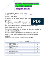 Rubrics For Presentation Pc2: Oral Grade English 1 and 2