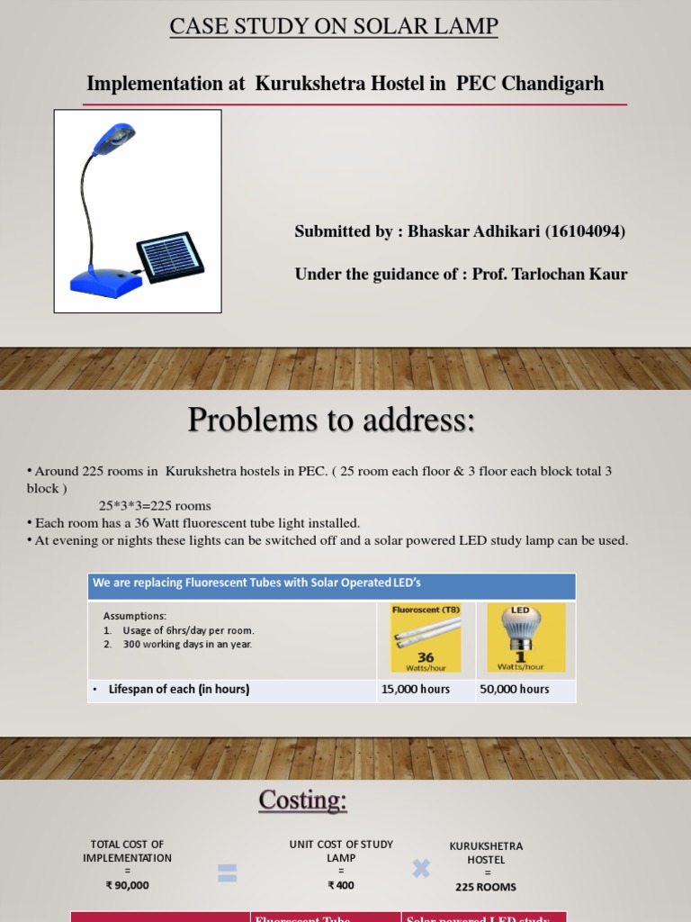 Solar Lamp Case Study at PEC Chandigarh | PDF | Energy Development ...